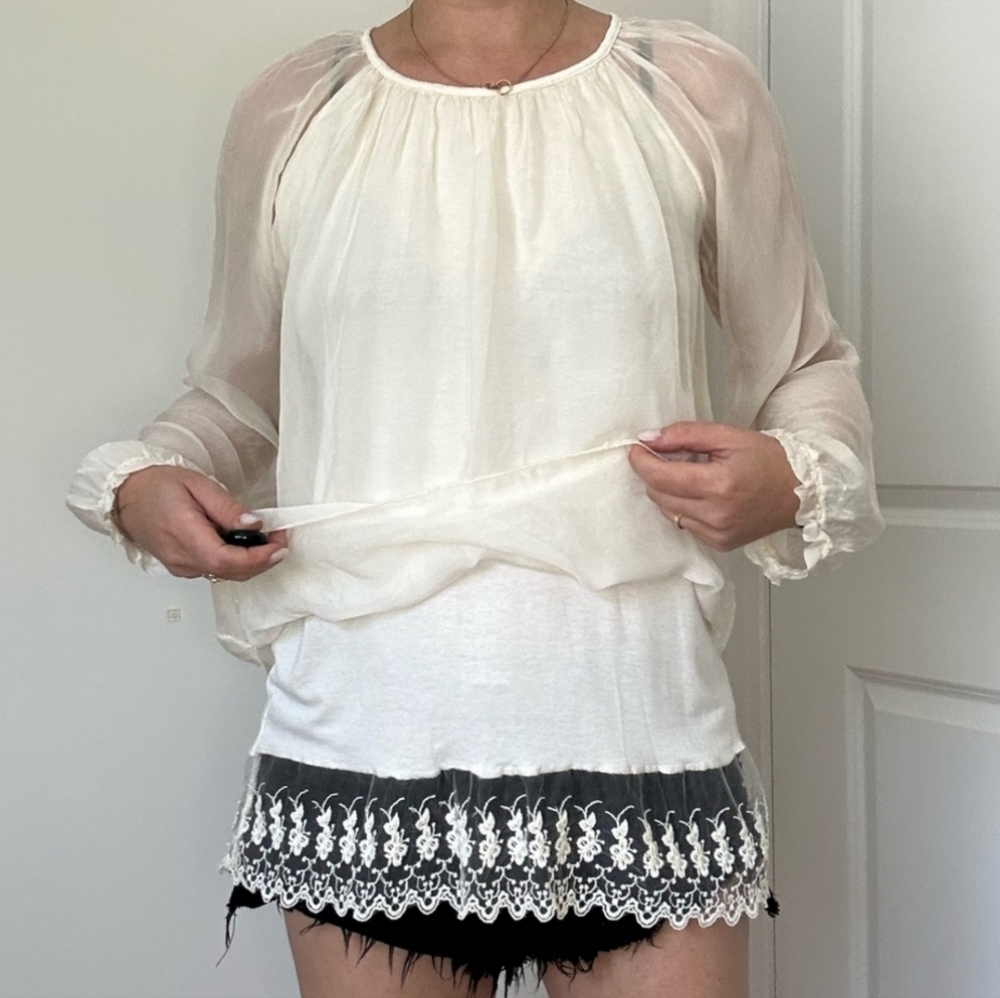 AMANTI SHEER SILK BLOUSE TOP - Picture 11 of 11